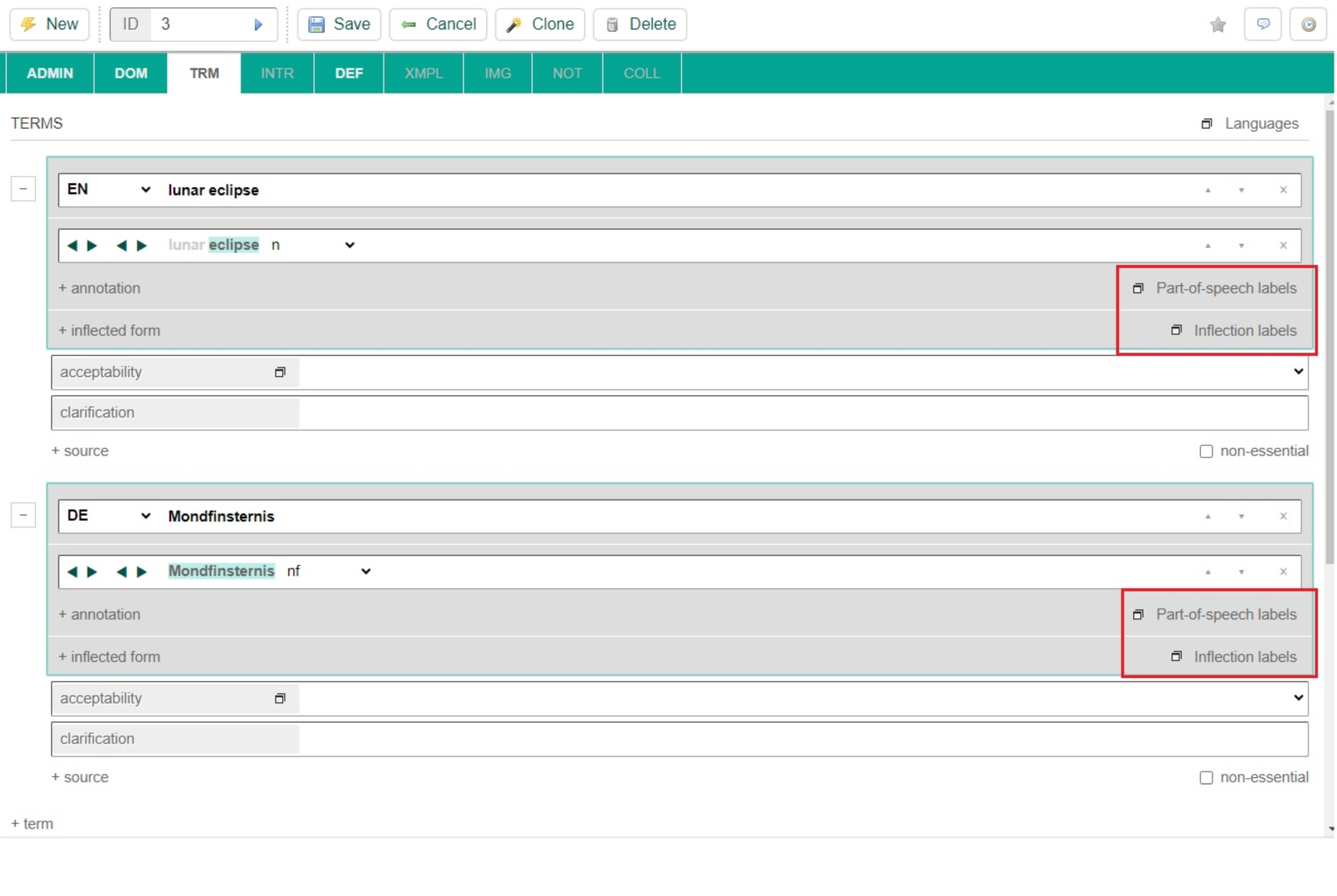 Configuring metadata lists from the editing interface.